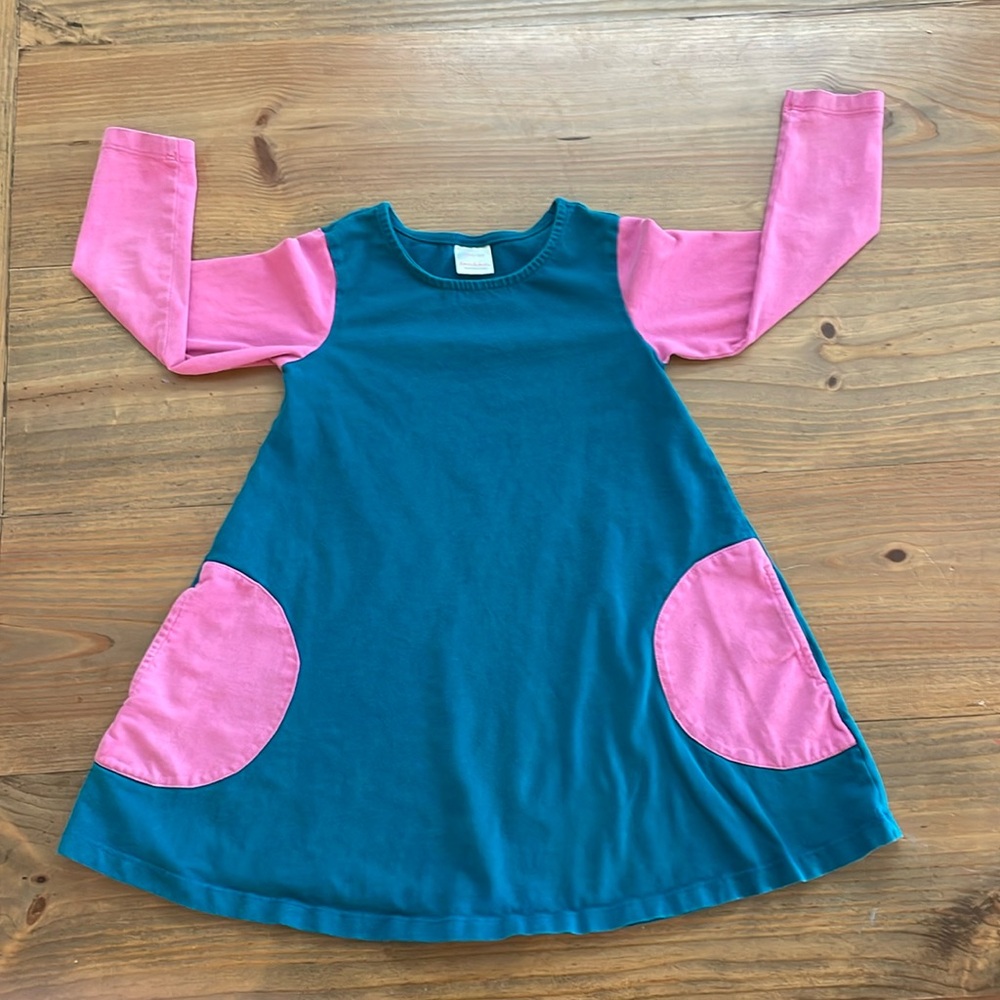 Hanna Andersson Teal and Pink 5T Dress